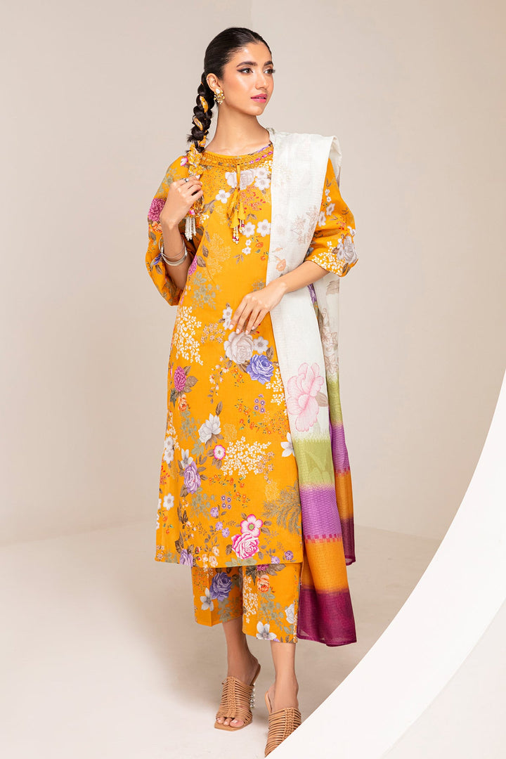 BAROQUE - 3 PC UNSTITCHED DIGITAL PRINTED LAWN SUIT - UF-349