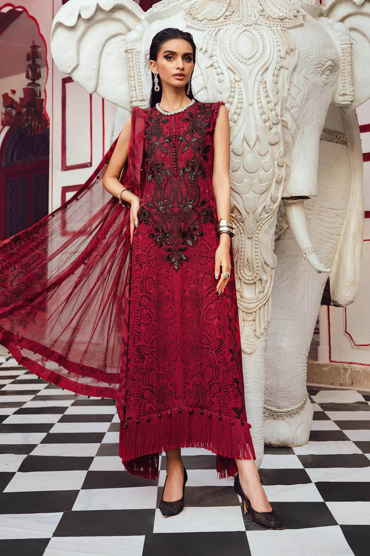 MARIA B - 3 Piece Unstitched Embroidered Linen Suit | MPT-2702-A