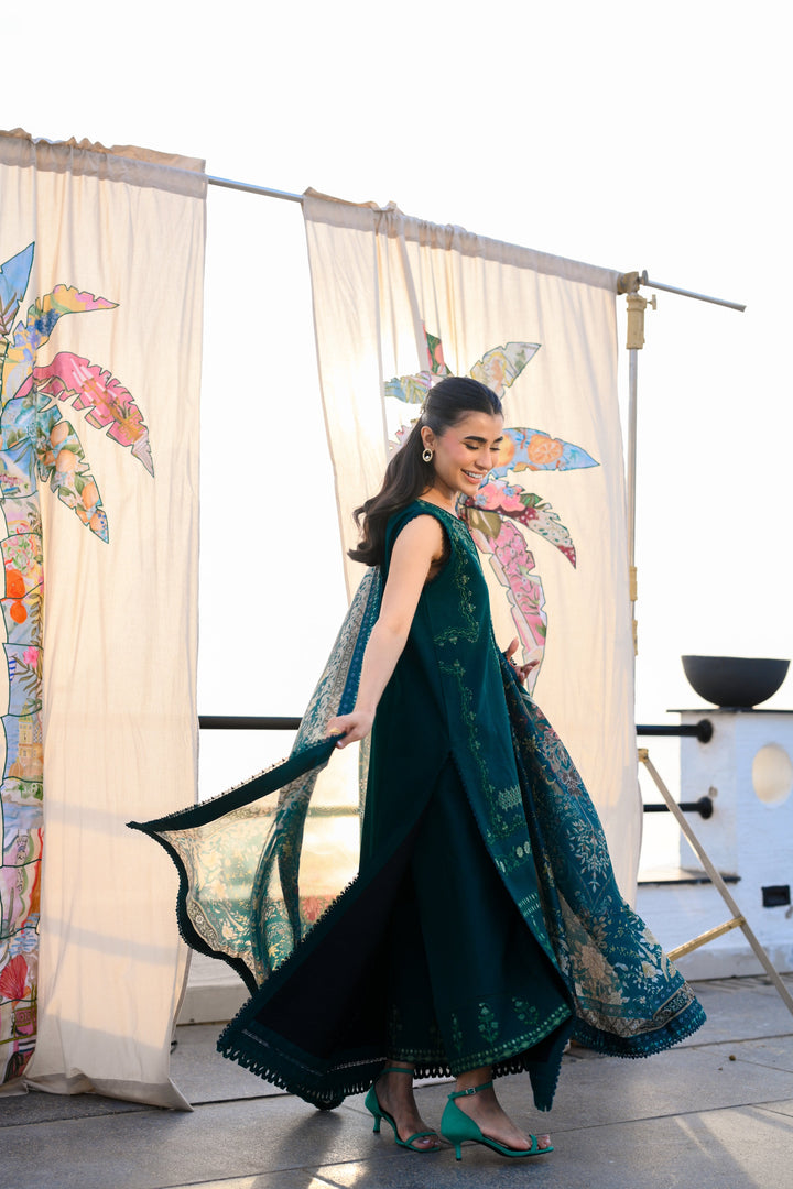 ZAIB - EMERALD GREEN LUXURY EMBROIDERED LAWN (NEL-26603) LUXURY LAWN x EID 2026