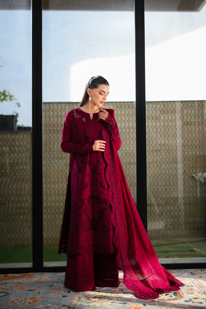 ZAIB - DEEP MAROON LUXURY EMBROIDERED LAWN (NEL-26601) LUXURY LAWN x EID 2026