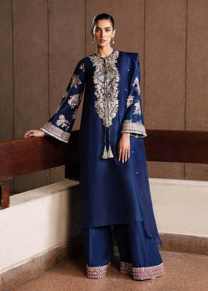 AMAYA N.BLUE SILK SET (HANDMADE)