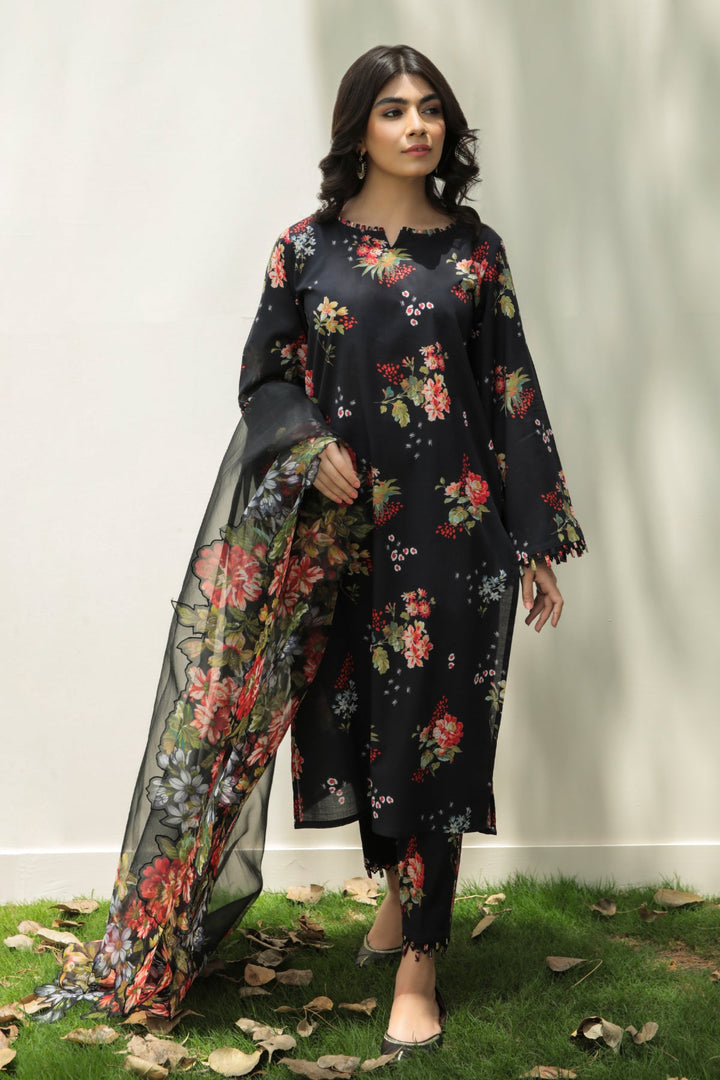 BAROQUE - 3 PC UNSTITCHED LAWN SUIT - UF-208