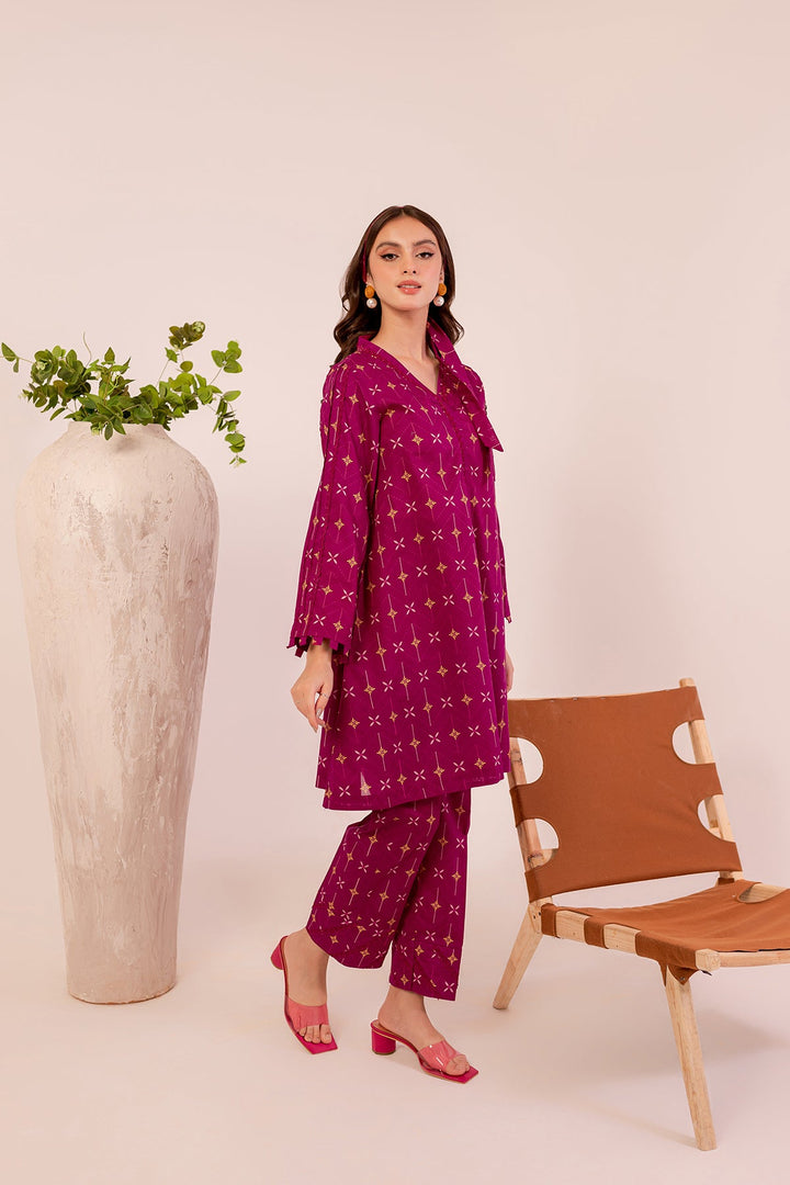 FARASHA - 2 PC STITCHED SUIT - PINK PLUSH