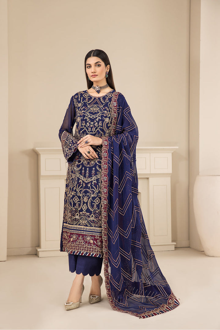 FARASHA - LUXE ATELIER - 3 PC EMBROIDERED CHIFFON SUIT - KAIA