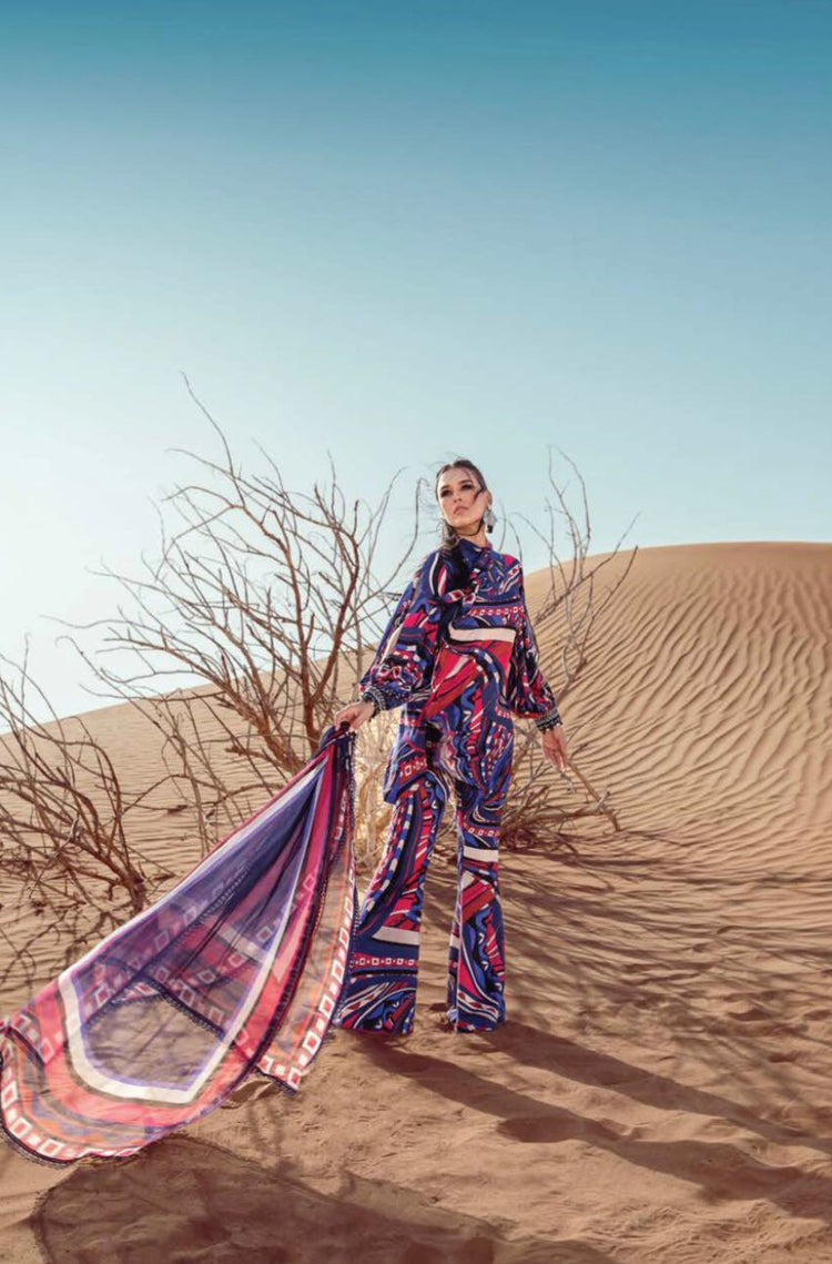 MARIA B - 3 PC UNSTITCHED SUIT - DESERT ROSE - 4B