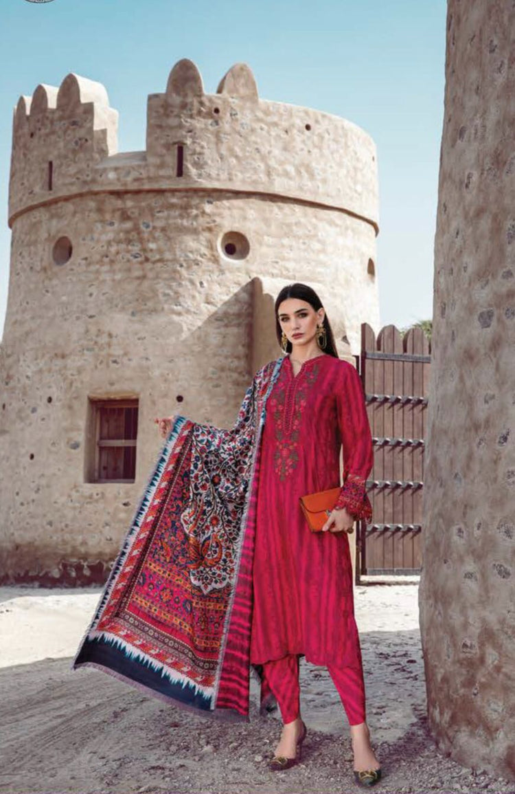 MARIA B - 3 PC UNSTITCHED SUIT - DESERT ROSE - 2A